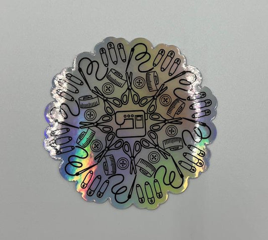 Sewing Machine Mandala Holographic Sticker