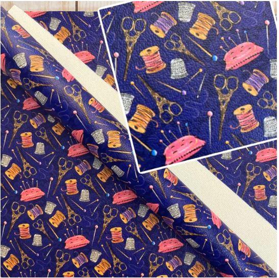 Sewing On Navy Printed Vinyl