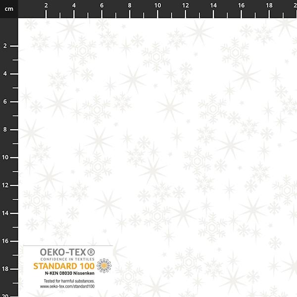 Snow Crystals Stof - White - 4593-116