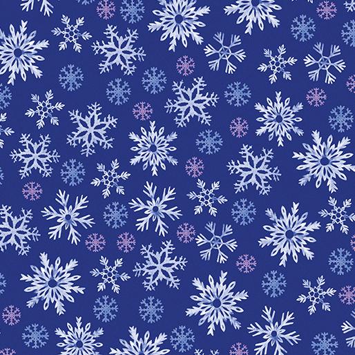 Snowflake Wishes - Wintery Snowflakes Navy - 15191-56