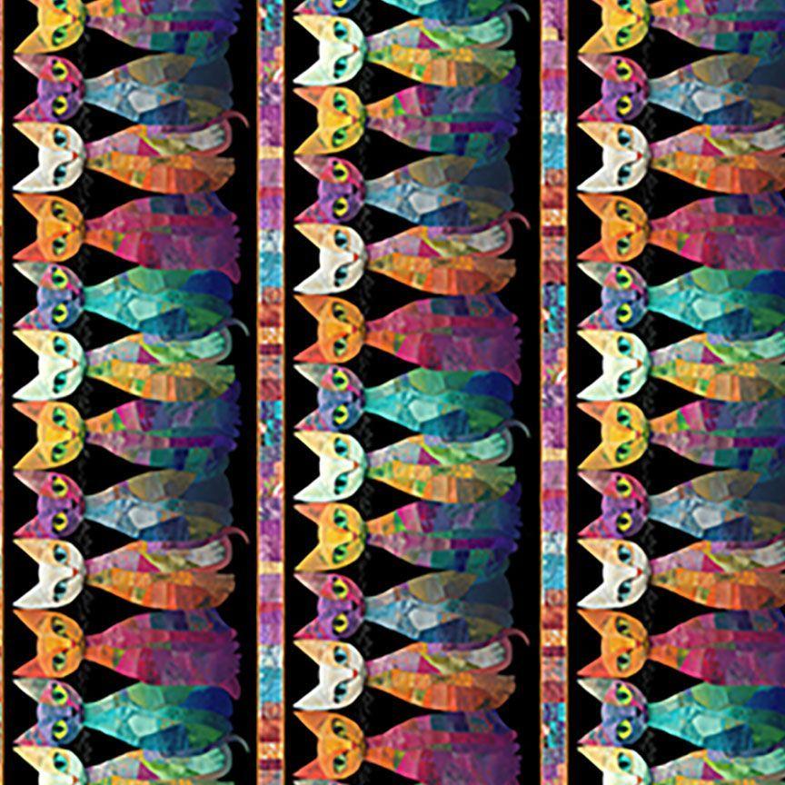 Sophisticat Quilt Cats Stripe - CD4005 Blk