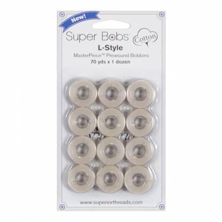Super Bobs MasterPiece Cotton 70yd Prewound Bobbins 12ct L-Style Bisque # 149-12-152