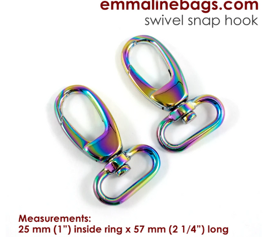 Swivel Snap Hook - 1" - Iridescent Rainbow - 2 pack - EBHK-25-IRI2