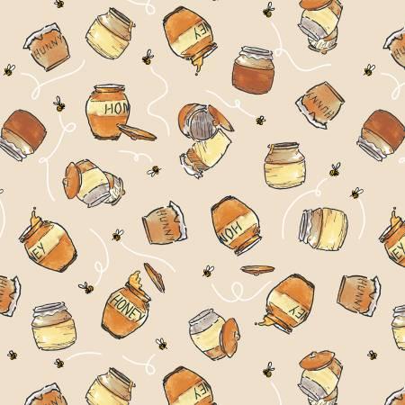 Taupe Honey Pots Winnie The Pooh Minky 60 in # 8769MK-34