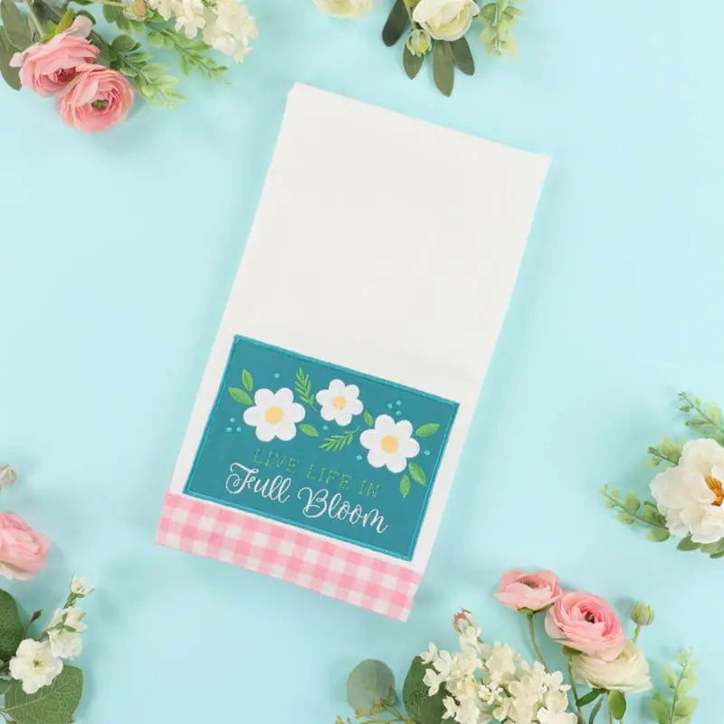 Tea Towels - Gingham Trim (Pink & Green) - KDKB277