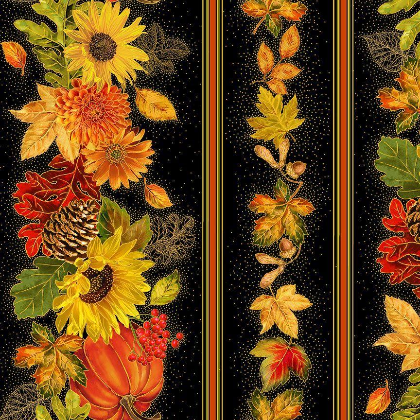Thankful Harvest Border Stripe - CM3641 BLK