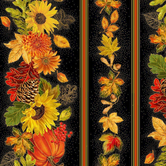Thankful Harvest Border Stripe - CM3641 BLK