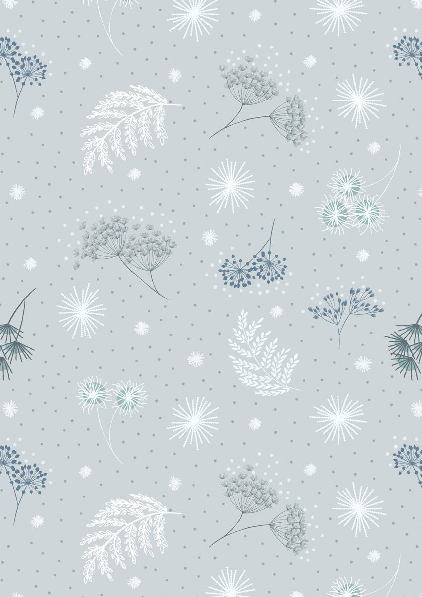 The Secret Winter Garden Flannel - Frosted Garden on Light Grey - F659-1