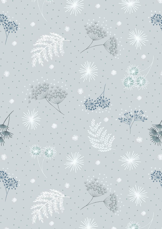 The Secret Winter Garden Flannel - Frosted Garden on Light Grey - F659-1