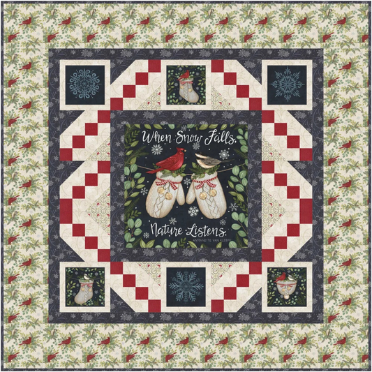 When Snow Falls Panel & Chain - Dark Version - Quilt Kit