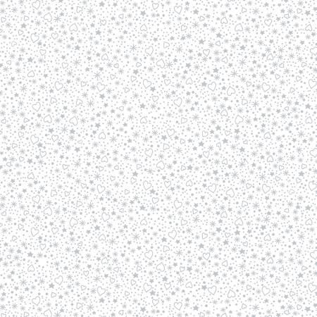 White on White Hearts and Stars 8.4 Inch repeat # 2649-01W