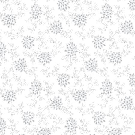 White on White Teardrop Floral 5 Inch repeat # 2641-01W