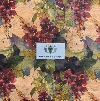 Wine Orchid Cork Fabric 18x27"