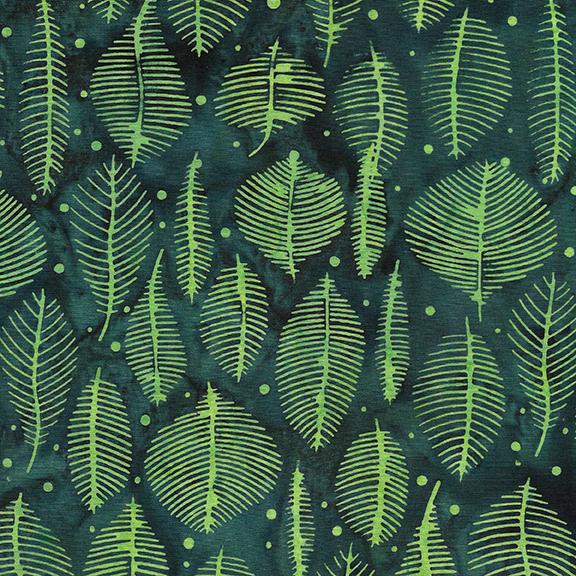 Wonderous Batiks - Leaves - Dark Lagoon - 722101560