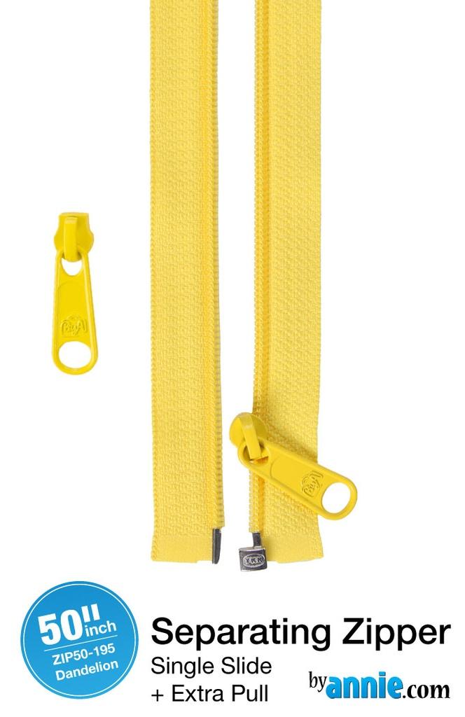 Zipper - 50" Separating + Extra Slide - Dandelion # ZIP50-195