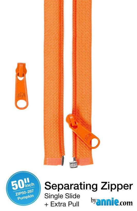 Zipper - 50" Separating + Extra Slide - Pumpkin # ZIP50-287