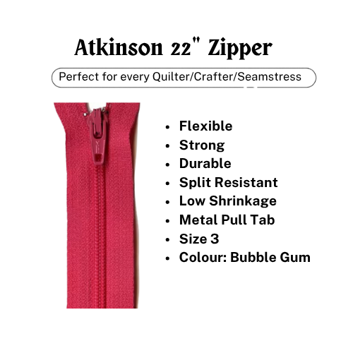 Zipper - Bubble Gum - Size 3 - 22 in - ATK-733