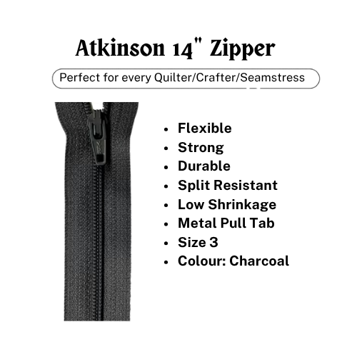 Zipper, Atkinson 14" - Charcoal - ATK309Z
