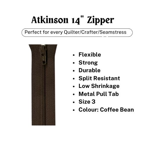Zipper, Atkinson 14" - Coffee Bean - ATK311