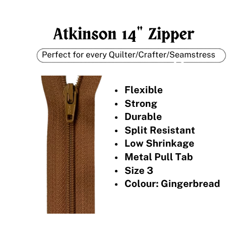 Zipper, Atkinson 14" - Gingerbread - ATK316Z