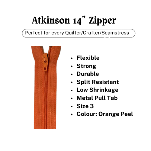 Zipper, Atkinson 14" - Orange Peel - ATK322