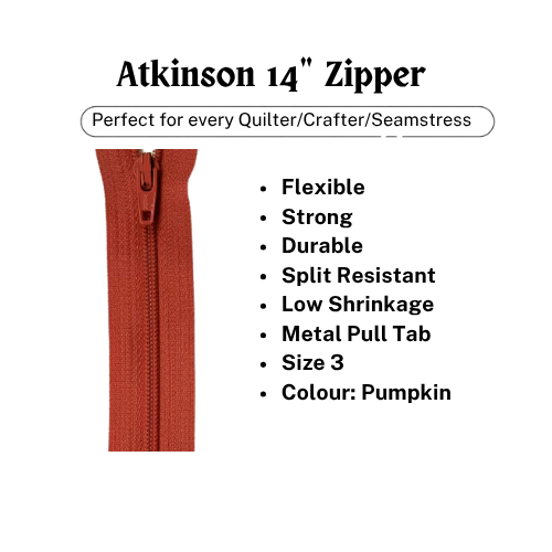 Zipper, Atkinson 14" - Pumpkin - ATK323Z