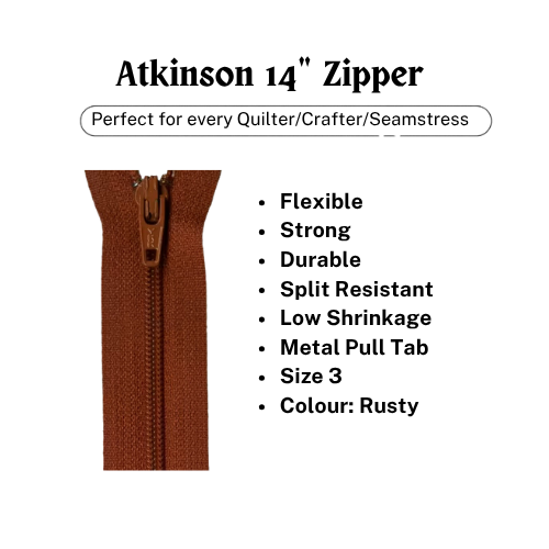 Zipper, Atkinson 14" - Rusty - ATK317