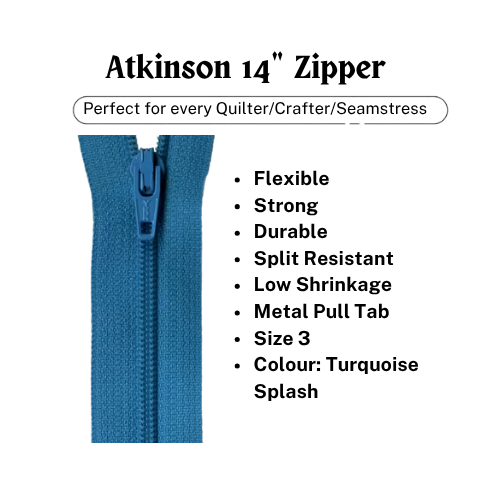 Zipper, Atkinson 14" - Turquoise Splash- ATK353