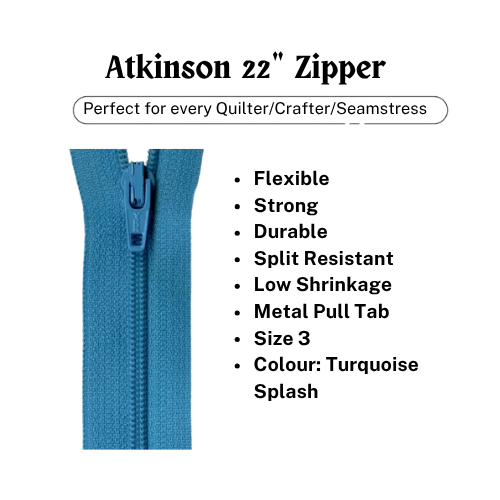 Zipper, Atkinson 22" - Turquoise Splash - ATK753
