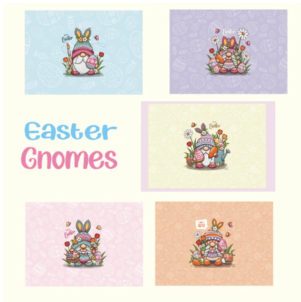Zipper Bag Panel Easter Gnomes Watercolor New Style 420 10panels