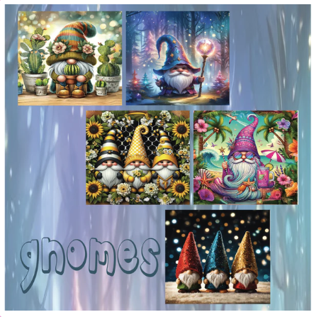 Zipper Bag Panel Gnomes Watercolor New Style 420 10panels