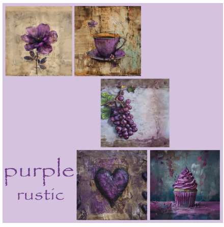 Zipper Bag Panel Rustic Purple Watercolor New Style 420 10panels