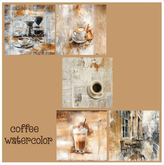 Zipper bag panels NEW STYLE Coffee Watercolor