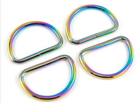 D-Rings - 1" - Iridescent Rainbow - 4 pack - EBDRG-25-IRI