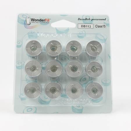 DecoBob Prewound Bobbins Class 15 12ct Dove Grey # DBP15-113
