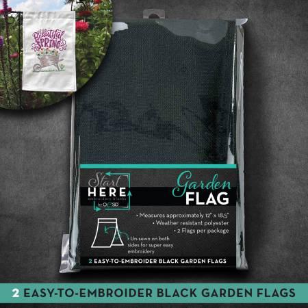 Embroidery Blank Garden Flag Black 12in x 18in 2pk # OESDGFLAGBK