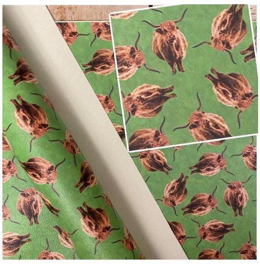 Highland Cow On Grass Printed Vinyl