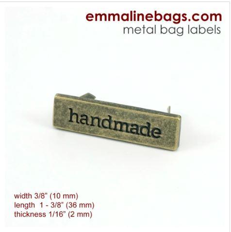 Metal Bag Label: "handmade" - BB-LABEL10MM-NL/1