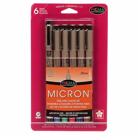 Pen Pigma Micron - 6 Pack - 6 colors - 30063
