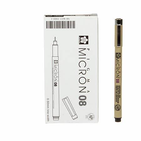 Pigma Micron Pen Black .50mm Size 08