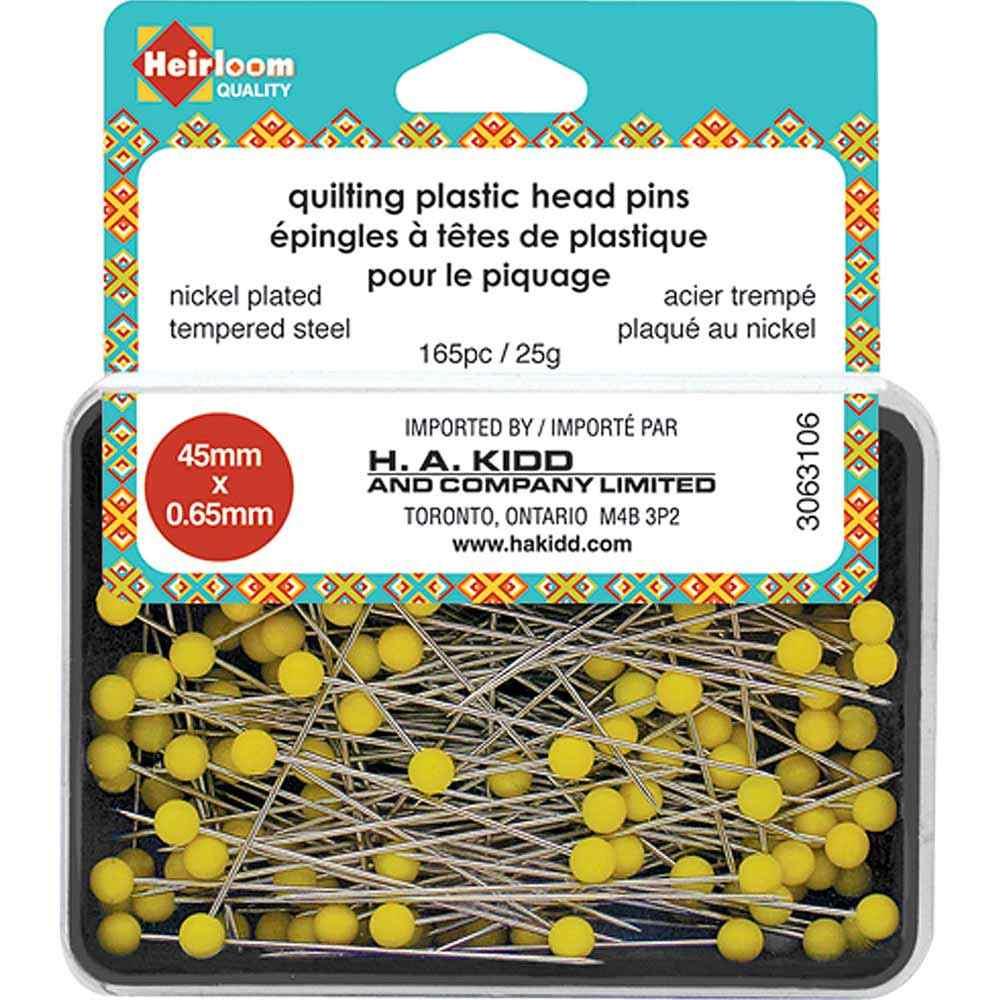 Quilting Plastic Head Pins Yellow 165pcs - 45mm (13⁄4″)  3063106