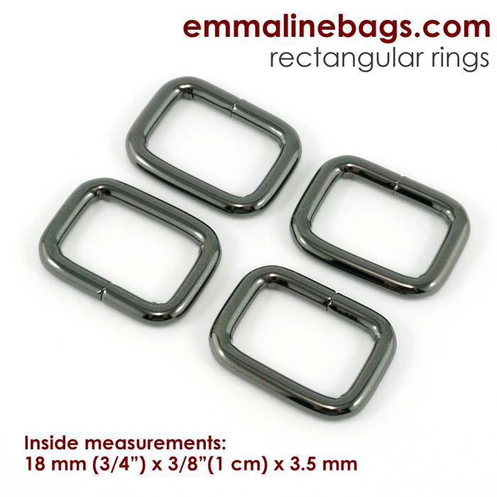 Rings - Rectangle - 3/4" - Gunmetal - REC-WIRE18MM-GNMETAL