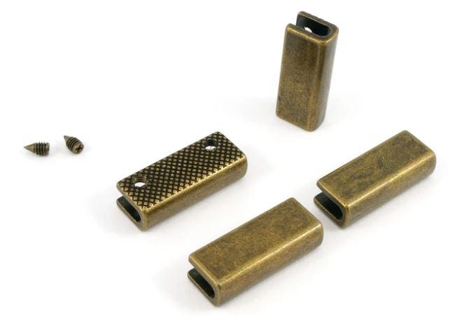 Rectangular Strap End Caps - 1" wide - Antique Brass - 4 pack - ENDCAP/RECT-AB/4