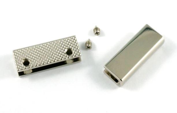 Rectangular Strap End Caps - 1" wide - Nickel - 4 pack