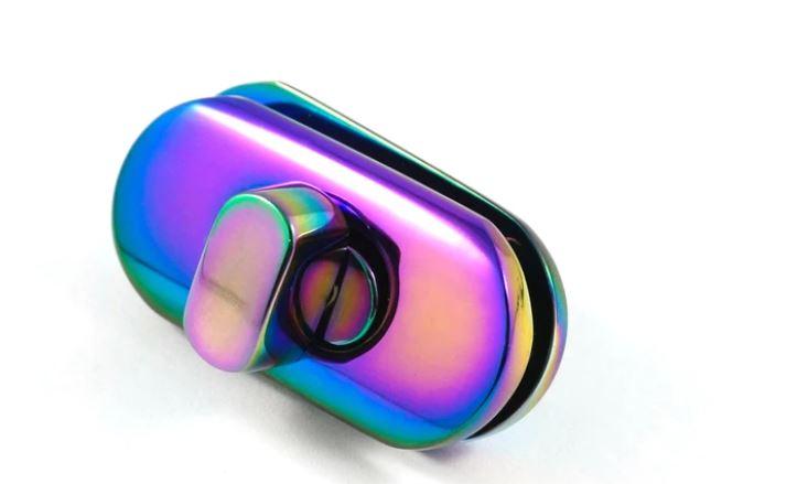 Small Turn Lock with Screws - Iridescent Rainbow - EBLC-301IRI