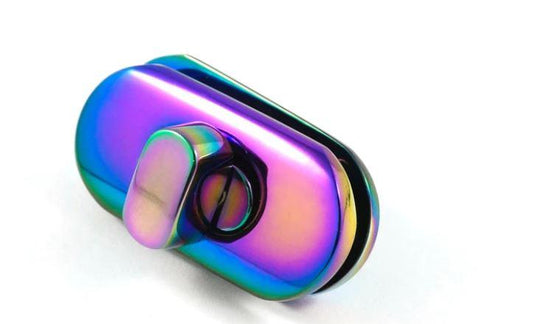 Small Turn Lock with Screws - Iridescent Rainbow - EBLC-301IRI