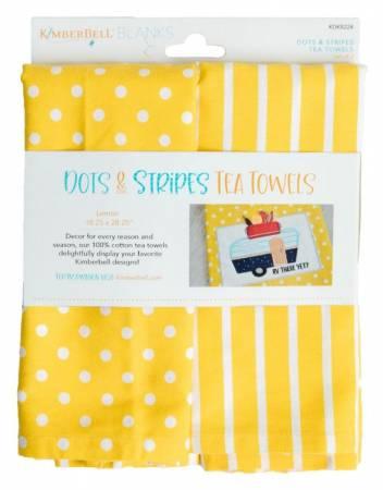 Kimberbell - Tea Towels - Dots & Stripes Tea Lemon # KDKB224