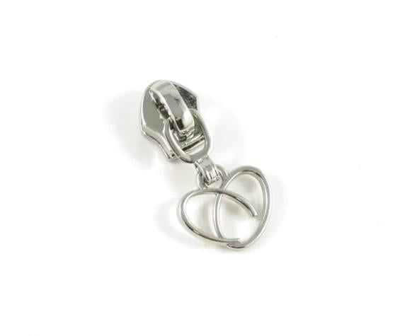 Zipper Slider W/Pulls - Silver Heart - #5 - 10 Pack - EBSP5-4SL