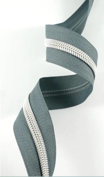 Zippers by the Yard - Size #5 - Medium Grey/Silver Coil - No Pulls - EBZP5-GRY3SL
