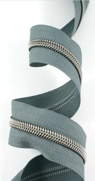 Zippers by the Yard - Size #5 - Medium Grey/ Gunmetal Coil - No Pulls - EBZP5-GRY3GM
